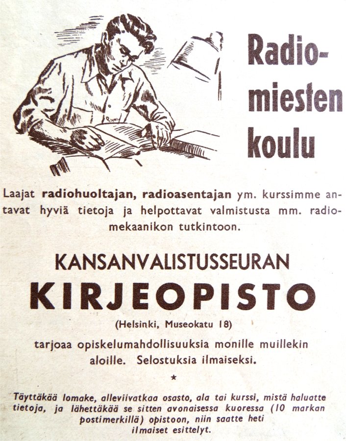 Radiomiesten koulu KVSK-opisto Seura nro:9 / 3.3.1954 (Juhani Mäki-Teppo)